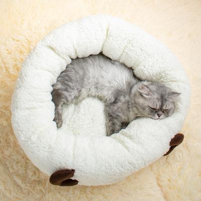 China Modern Breathable Soft Plush Round Pet Bed For Cats Or Small Dogs, Sleep Kitty Teddy Kennel Comfortable Sleep Three Sizes for sale