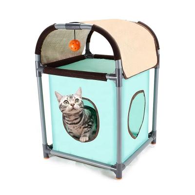 China Viable Wholesale Leyou Cat Tower Pet Cat Toy Elevated Platform Scratching Board Cat Tree for sale