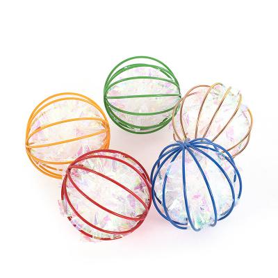 China Viable Multicolor Mylar Ply Ball Toys Ring Paper Kitten Playing Balls Random Color Ring Paper Cat Toys Interactive for sale