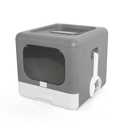 China Free Shipping Stocked In Southeast Asia New Design Pet Cleaning Large Space Collapsible Cat Litter Box for sale