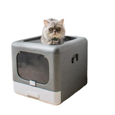 China Hot 2021 Amazon Viable Cat Litter Tray Toliet For Cats Foldable Drawer Type Cat Litter Box for sale