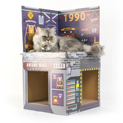 China Amazon Stocked Hot Selling Gameroom Style Eco-friendly Double Layer Cat Scratcher House for sale