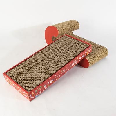 China 2021 Merry Christmas Gift Toys Pet Products Viable Leyou Pet 2 In 1 Corrugated Box Cat Scratcher for sale