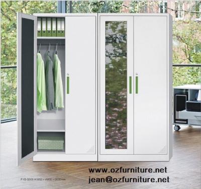 China Two door steel locker FYD-G009 with mirror,green recessed handle,KD stucture for sale