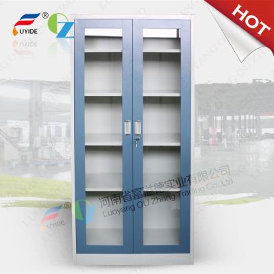 China KD  swing glass door steel cupboard with 4 adjust shelves,0.5-0.8 mm thinkness,RAL color for sale