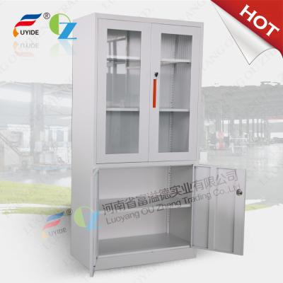 China metal storage cupboard FYD-W012:H1850XW900XD400mm, KD,glass and steel swing door for sale