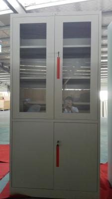 China Glaass and steel door steel cupboard for storage document,Knocked down structure,white color for sale