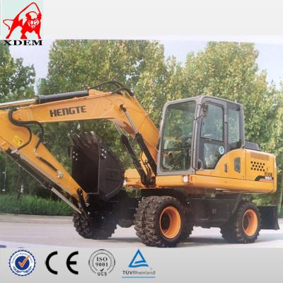 China 0.53m3 wheel cheap excavator HENGTE HT145W excavator 0.53m3 for sale