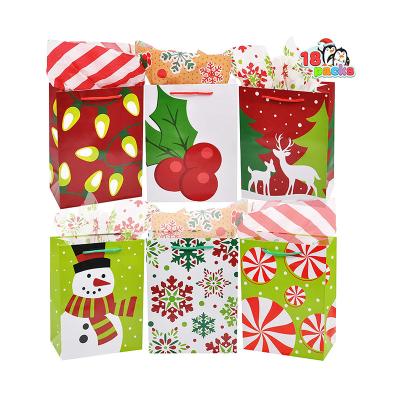 China Christmas Gift Shopping Bags, Holiday Paper Candy Bags with Handles Gift Giving, Classroom Favors Goodie Bags for sale