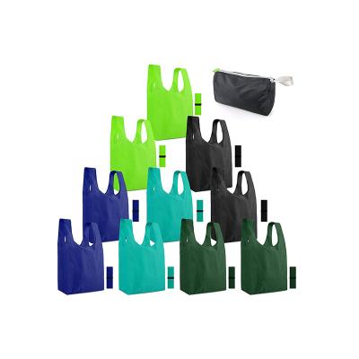 China Reusable-Grocery-Shopping-Bag-Foldable-shopping tote for groceries 10 pack bags with elastic zipper bags for sale