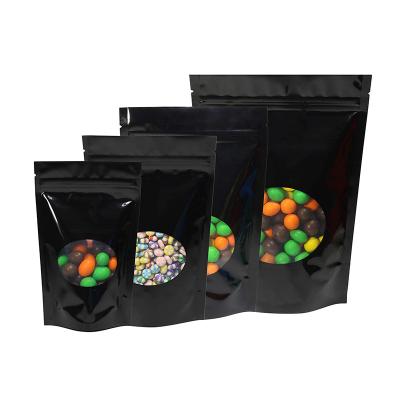 China Custom Double Sided Food Matte / Glossy Zip Lock Foil Bags Mylar Round Window 100 Bags/Pack4