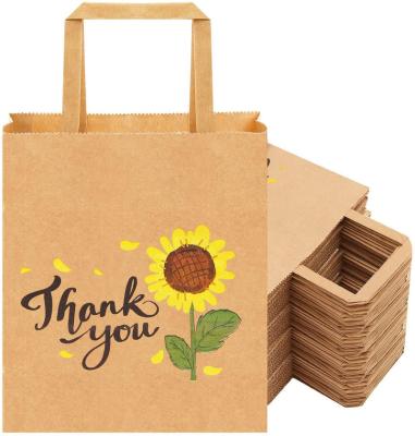 China Storage Bag Thank You Gift Bags Bulk, Thank You Bags For Small Business, Sunflower Paper Gift Bags With HandlesThank You Paper Bags With Han for sale