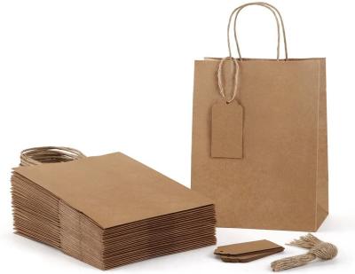 China Storage Bag Kraft Paper Gift Bags With Handles 8x4.25x10.5 Inches Brown Paper Bags With Gift Tags, Kraft Bags, Heavy Duty Bags Gift B by retail for sale