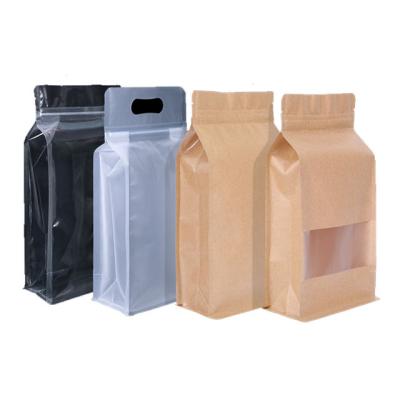 China BIODEGRADABLE Resealable Doypack Plastic Bag Packaging Stand Up 8 Sides Seal Block Bottom Gusset Box Packaging Manufactures Zipper Bag for sale