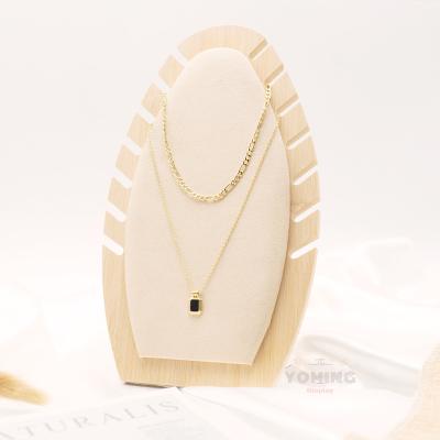 China Solid Wood Organizer Shop Display Home Decoration Necklace Billboard Flame Shape Jewelry Stand for sale