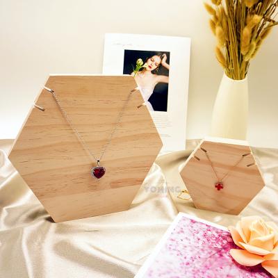 China Hexagonal Jewelry Stand Store Display Home Decor Necklace Jewelry Display High-Grade Solid Wood Pendant Props Bracelet Jewelry Rack for sale