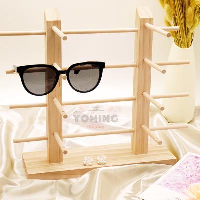 China Hot Selling Handmade Wood Storage Sunglass Rack Glass Display Rack Show Rack Home Decor Shop Display Glass Sight Rack for sale