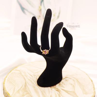 China Hot Selling Luxury Glitter Ring Necklace Bracelet Jewelry Stand Correct-Gestures Black Velvet Shop Display Home Decoration Hand Ring Display Stand for sale