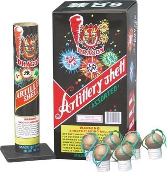 China Small Pyrotechnic Artillery Aerial Display Shell Fireworks 1 Inch 6 Shots for sale