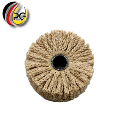 China Used in metal surface treatment and professional made 19/6 hexagon hole diameter grinding wheel sisal rope polishing brush for sale