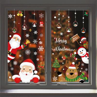 China Decor 2020 Merry Christmas Ornaments Christmas Home Decal Santa Snowflake For Window Decorations for sale