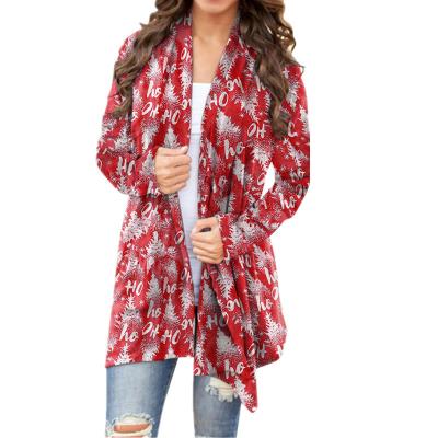 China New Plus Size Women's Cardigan Print Breathable Leisure Christmas Sweaters Long Sleeve For Woman Cardigan for sale