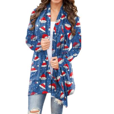 China 2021 Long Breathable Floral Print Cardigan Women Christmas Clothes For Family With Oversized Cardigan Women for sale