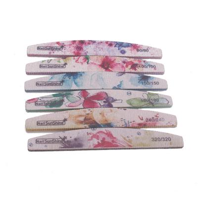 China 2021 Nail File Logo Nail File Double Size Emery Board Half Moon Flower Customized Zebra Printed Nail File for sale