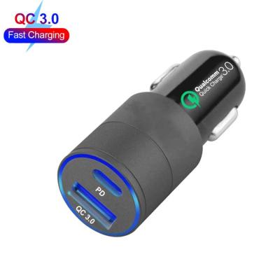 China QC 3.0 Fast Car Charger Palladium Car Charging Accessories Dual 36W Usb Car Charger Adapter QC 3.0 Usb Port Car Charger For Iphone Mobile Phone for sale