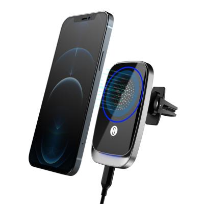 China iPhone 12 Magnetic Smartphone Charger Cell Phones Car Magnetic Wireless Charger Stand Phone Holder Rotating Fast Charging Support for sale