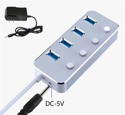 China High Speed ​​USB3.0 5Gbps USB 3.0 Splitter Aluminum Alloy 4 Left HUB with Control Switch for Desktop PC Laptop for sale