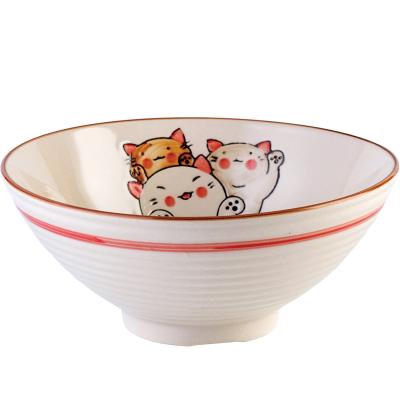 China Nordic Good Selling Sustainable 9 Inch Retro Marble Ramen Bowl Ceramic Salad Bowl For Party for sale