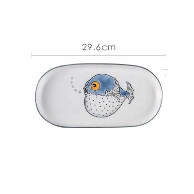 China Good Price Viable 12/11 Inch Charger Handmade Ceramic Dishes Wholesale Printed Dinner Dishes for sale