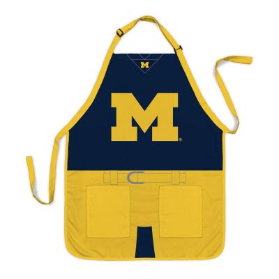 China Washable Custom MICHIGAN WOLVERINES College Football Chef Kitchen BBQ Cooking Apron Sublimation Work Bib Apron For Cafe Restaurants Men for sale