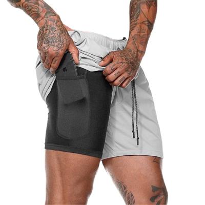 China Men's Breathable Gym Running Shorts , Workout Bodybuilding Fitness Athletic Shorts With Zipper Pockets for sale