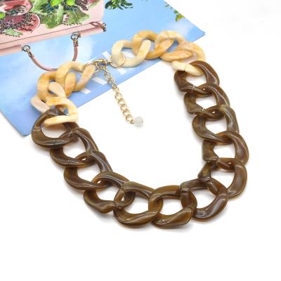 China Custom CLASSIC Chunky Chunky Cuban Link Jewelry Texture Tennis Chain Acrylic Marble Neck Necklace for sale