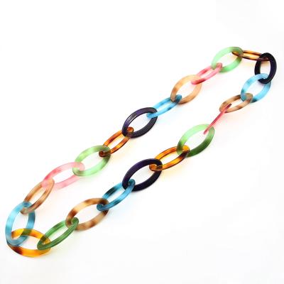 China Trendy Colorful Acrylic Long Link Chain Women's Oval Shape Resin Necklace for sale