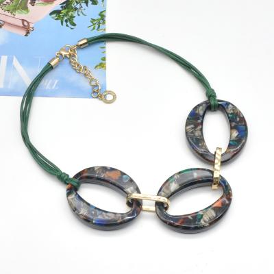 China 2021 TRENDY Spring Summer Colorful Jewelry For Women Circle Link Rope Chain Cellulose Acetate Necklace for sale