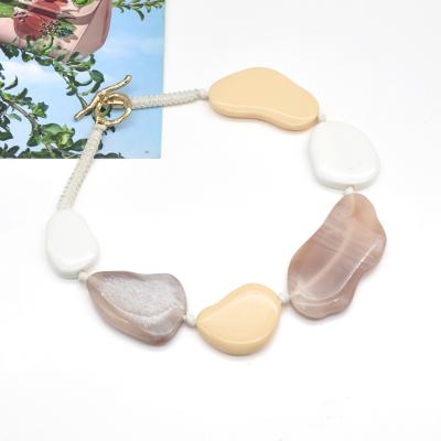 China 2021 Fashion Trendy Choker White Beige Jewelry Coffee Color Acrylic Irregular Stone Necklace for sale