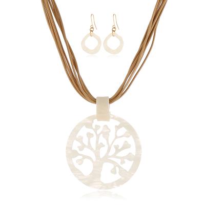 China TRENDY Custom Tree Shape String Pendant For Women Acrylic Jewelry Sets Necklace for sale