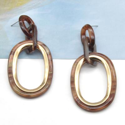 China Trendy Wholesale Fashion Stud Earring Jewelry For Women Mottled Resin Acrylic Earring for sale