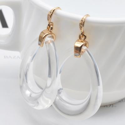 China Cute Transparent Gold Teardrop Hook Drop Elegant Shape Clear Acrylic Earrings for sale