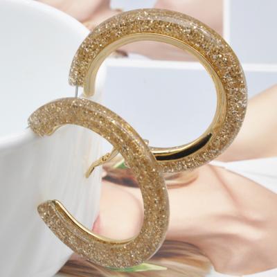 China CLASSIC custom bling gold plated earring jewelry for women small acrylic resin gold circle earrings for sale