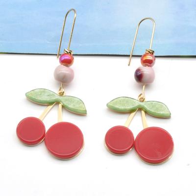 China Newest Design Stainless Steel TRENDY Hook Earrings Cute Cherry Drop Earrings for sale