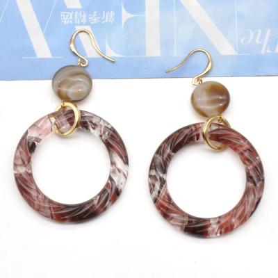 China Newest Design TRENDY Gold Plated Hook Fish Ear Jewelry Trendy Wavy Water Ripple Acrylic Drop Earrings for sale