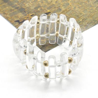 China Environmental Friendly Custom Color Transparent Hand Jewelry For Women Chunky Clear Acrylic Beads Chain Link Bracelet for sale