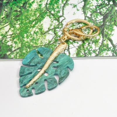 China Palm Shape Elegant Iridescent Acetate Promotion Gift Palm Key Chain For Women Mottled Resin Key Chain Custom Made for sale