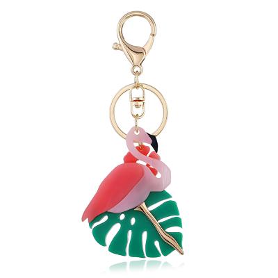 China Portable Acrylic Cute Key Chain With Lobster Clasp Resin Fashion Flamingo Key Chain for sale