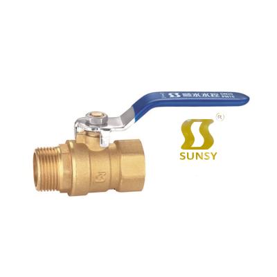 China General Yuhuan shunshui factory sunsy two way type gold silver color BSP NPT nickel plated brass ball valve for water diesel fuel SS2210 for sale