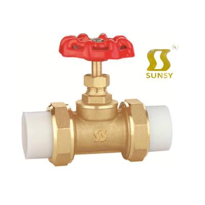 China factory 59-1 sunsy yuhuan general shunshui double brass union extension PPR stop ball valve for sale